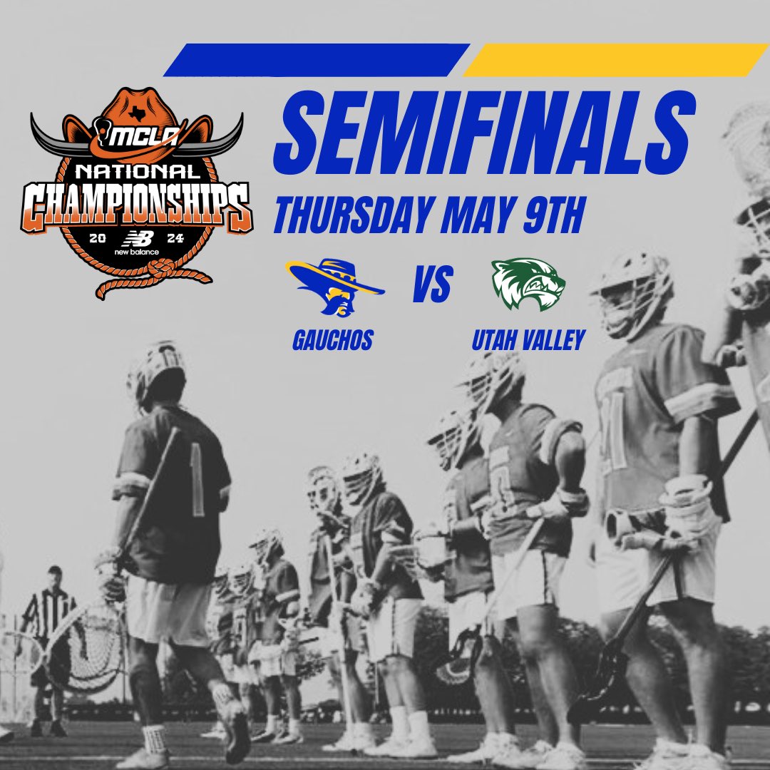 Gameday! Gauchos vs Utah Valley in the MCLA Semifinals. 12:15pm central/10:15am pacific. Go Gauchos!