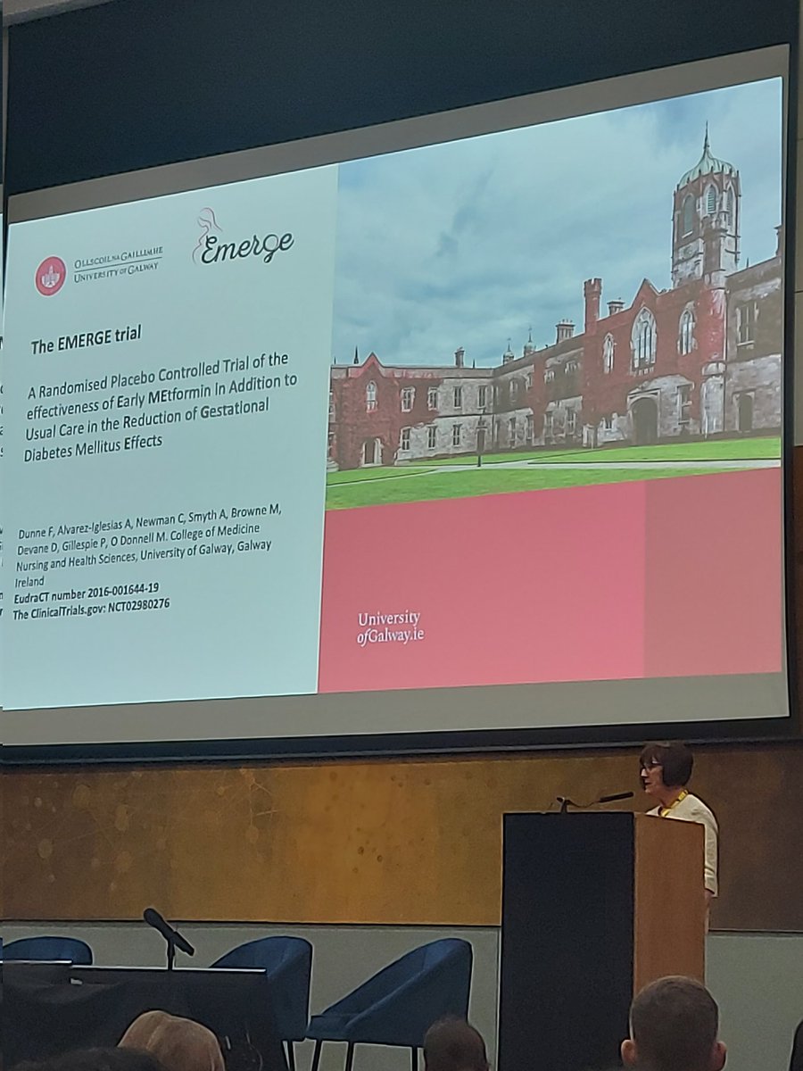 Very proud of our very own Prof. Fidelma Dunne, presenting at the @HRB_NCTO #ICTD 2024, on the CRFG-supported and HRB-funded EMERGE clinical trial in gestational diabetes. 👏 #metformin #EMERGEtrial #ICTD2024 #whywedoresearch @GalwayCMNHS @hrbireland