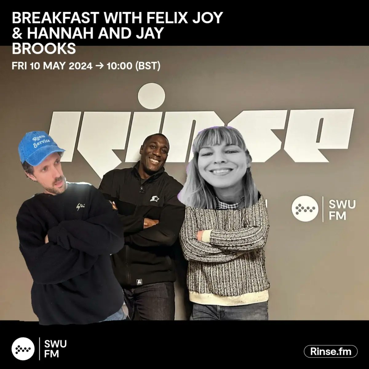 Live it's: Breakfast with Felix Joy & Hannah and Jay Brooks - Bristol's hottest married DJ duo in to get your Friday in 5th gear!! Rinse.FM 103.7FM & DAB #SWUFM