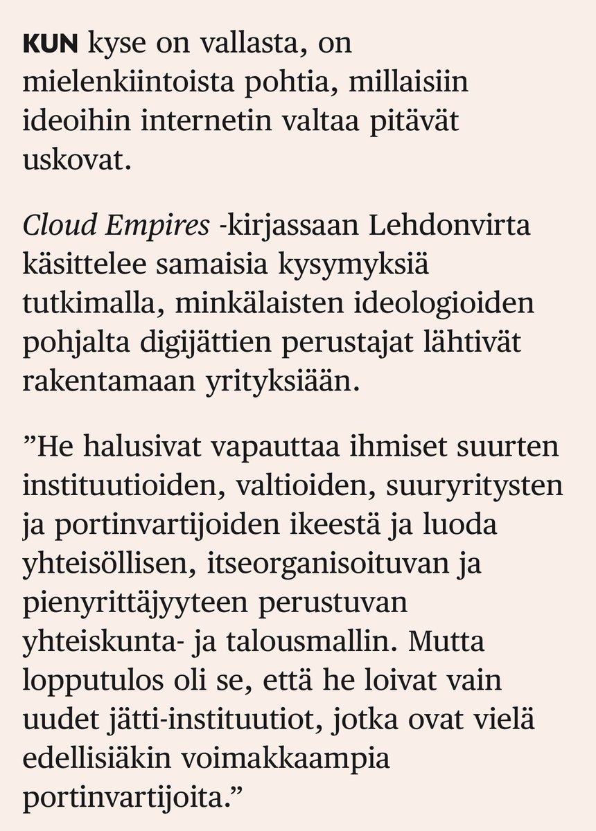 Vapaus ja digijätit. Kiinnostava @ViliLe haastattelu Hesarin Visiossa. hs.fi/visio/art-2000…