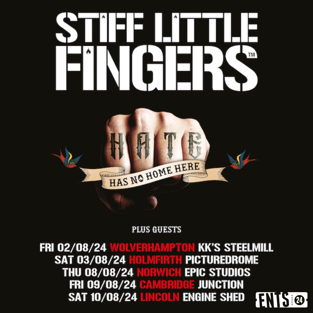 🎸 @RigidDigits have announced some UK summer shows!🎟️ Tickets go on sale tomorrow (Friday 10th May) at 10am:
👉 ents24.com/uk/tour-dates/…
Don't miss out on this legendary punk rock experience! 🔥#StiffLittleFingers #RebellionFestival #PunkRock #livemusic #punkmusic #ents24