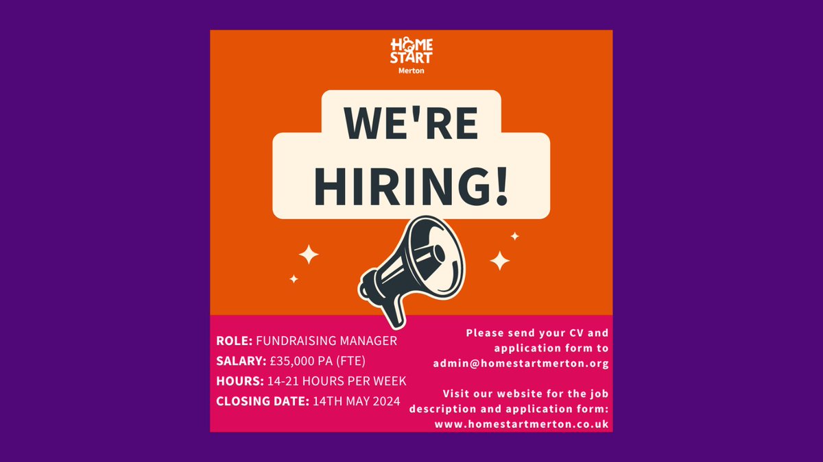Ready to make a meaningful impact?@HomeStartMerton are on the lookout for a talented Fundraising Manager to join their team! If you're passionate about shaping a brighter future for children this opportunity is for you! Find out more and apply here 👉home-startlondon.org/fundraising-ma…