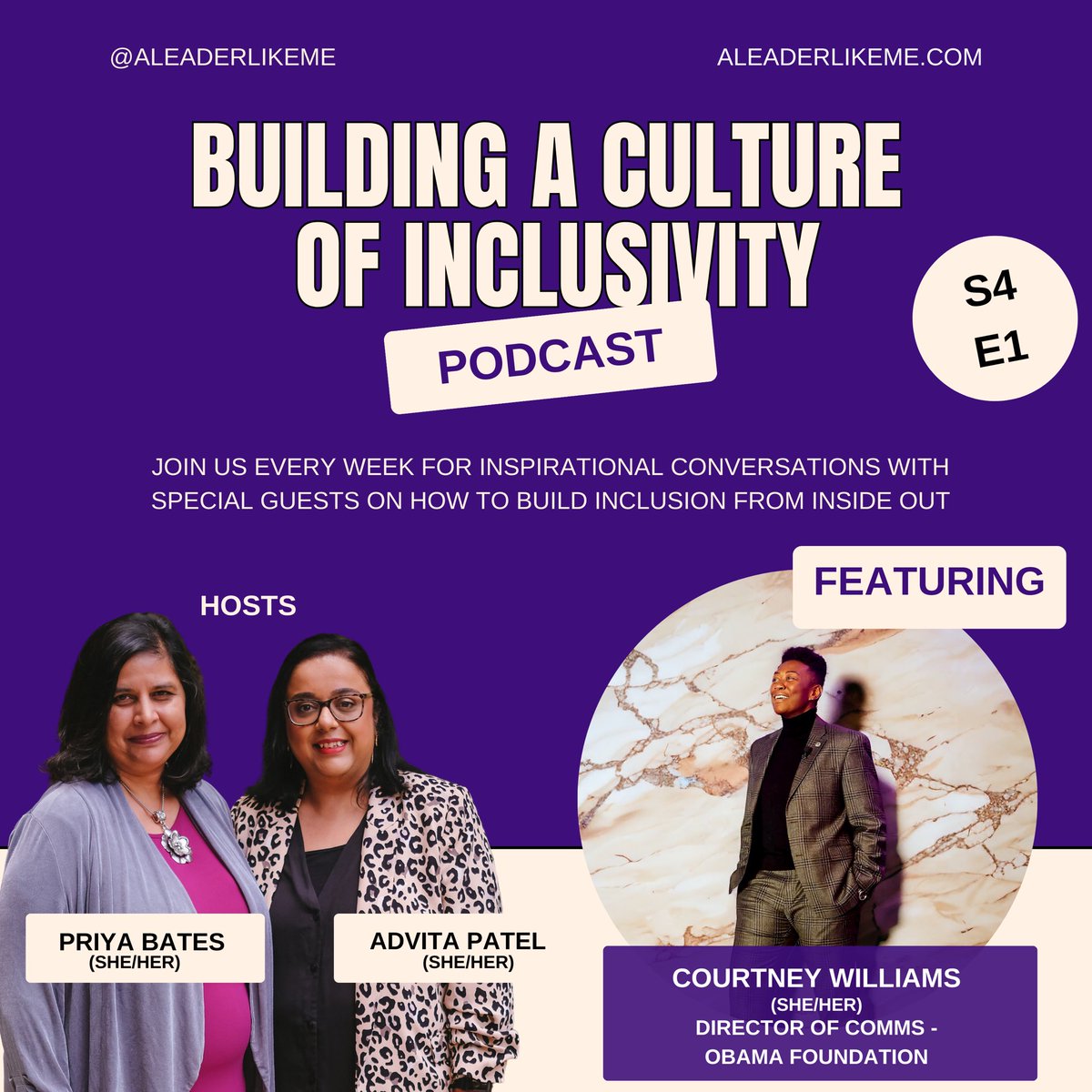 A new @ALeaderLikeMe Building a Culture of Inclusivity podcast episode launched today with Courtney Williams, Director of Comms for the @ObamaFoundation - it’s a not to be missed conversation: open.spotify.com/episode/2xkMK9…