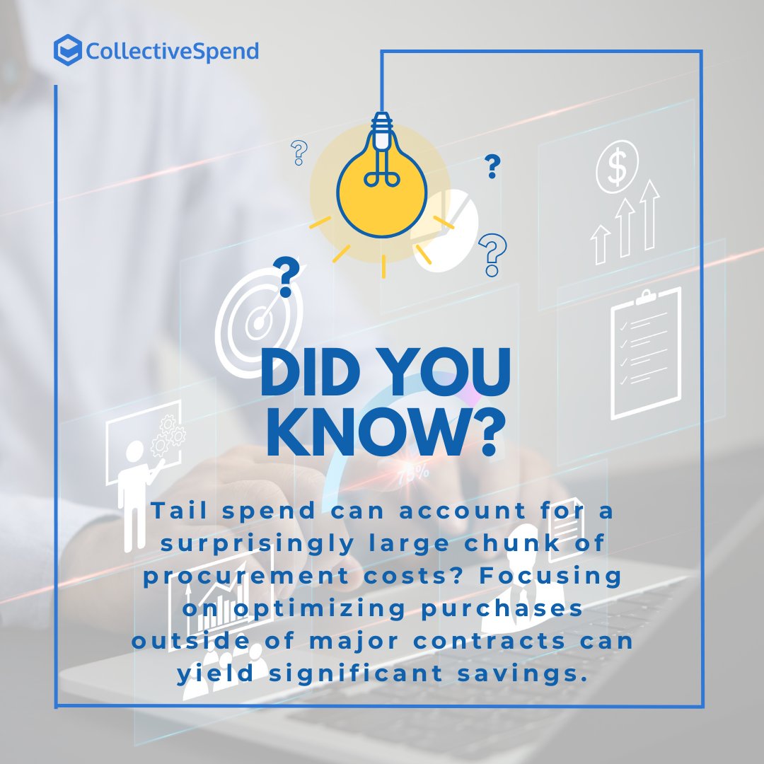 Don't let uncontrolled spending eat away at your bottom line! 🔎  Tackle tail spend to streamline your procurement process and unlock major savings. 

#procurement #tailspend #costsavings #optimization