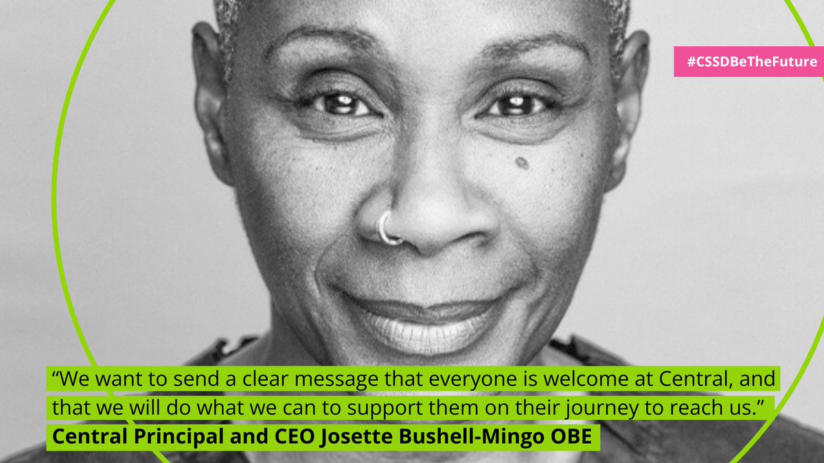 “We want to send a clear message that everyone is welcome at Central, and that we will do what we can to support them on their journey to reach us.” - Central’s Principal and CEO, Josette Bushell-Mingo OBE Read more about our recent announcement -cssd.ac.uk/news/audition-…