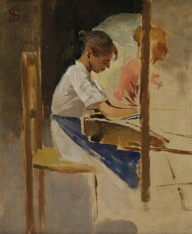This week @artukdotorg #OnlineArtExchange is Celebrating @NationalGallery’s Bicentenary We love Sketch for 'Straw Weavers at Settignano' by Telemaco Signorini (1835–1901) from their collection #NG200