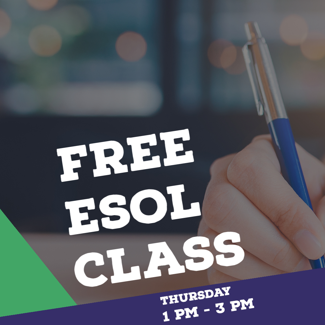 Free ESOL class 1 pm - 3 pm Thursday Parkside Sports Centre