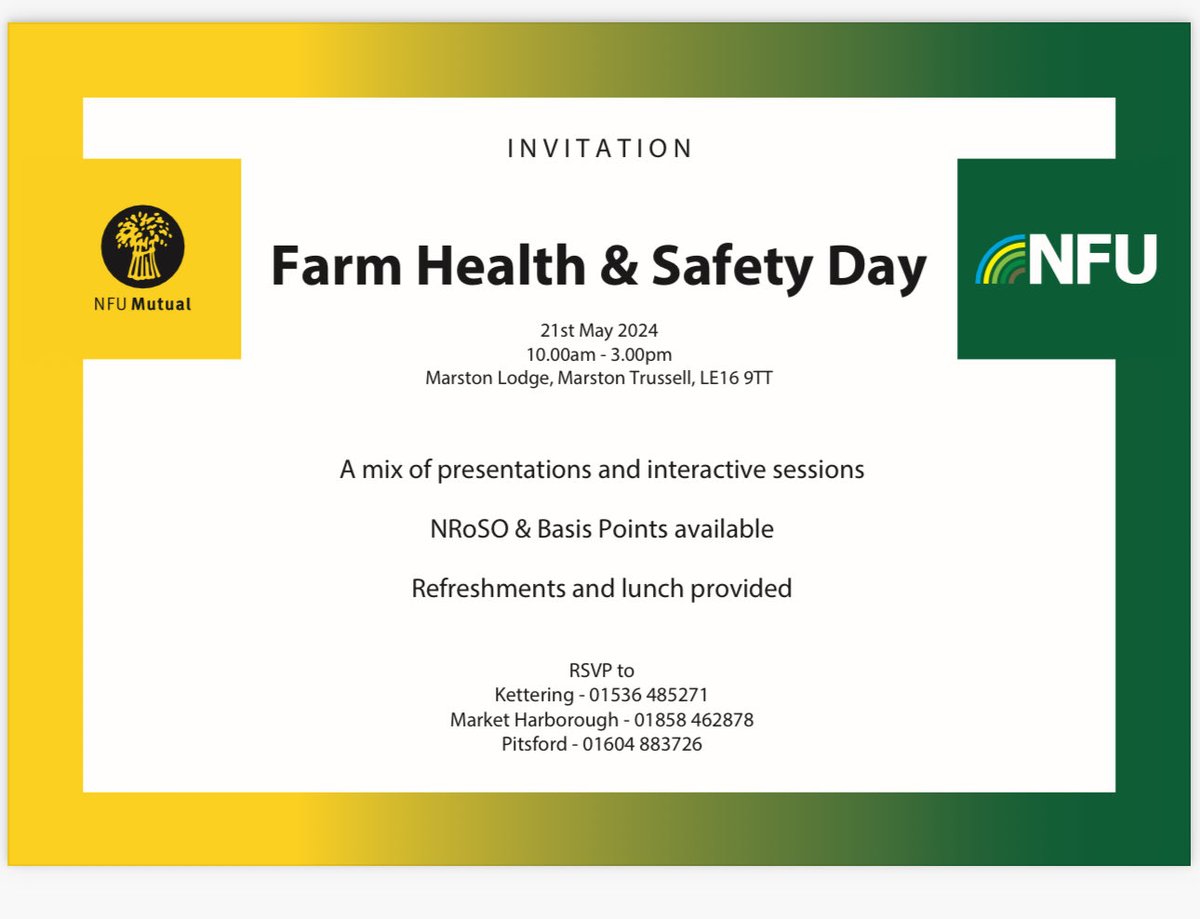 Northampton NFU Members - Don’t miss out on this free event - Call the office to book one of the last remaining places