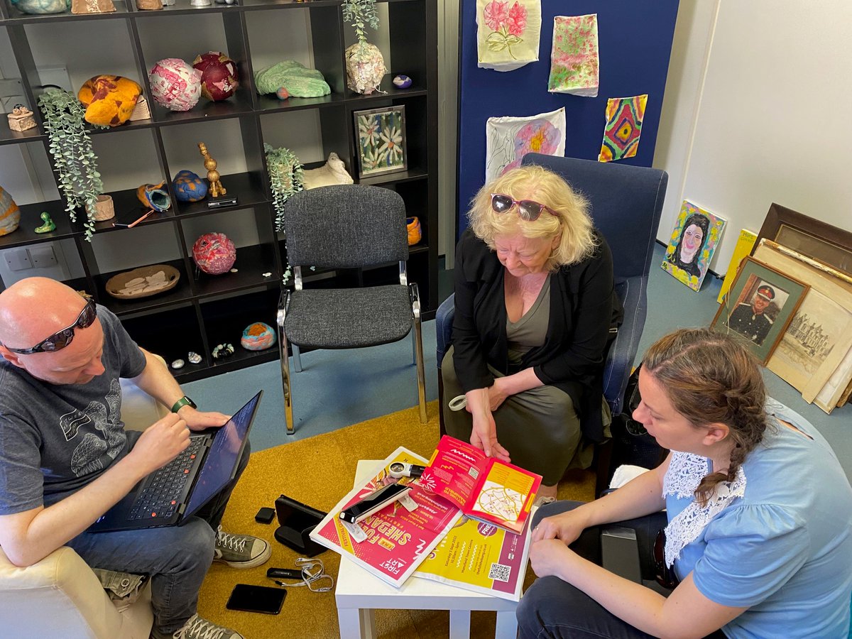 Yesterday members of the #Nottinghamshire Sight Loss Council reviewed promotional literature as part of their project to make #art #accessible. We hope our feedback will help make future events more #inclusive for #blind and #PartiallySighted people. @SLCouncils