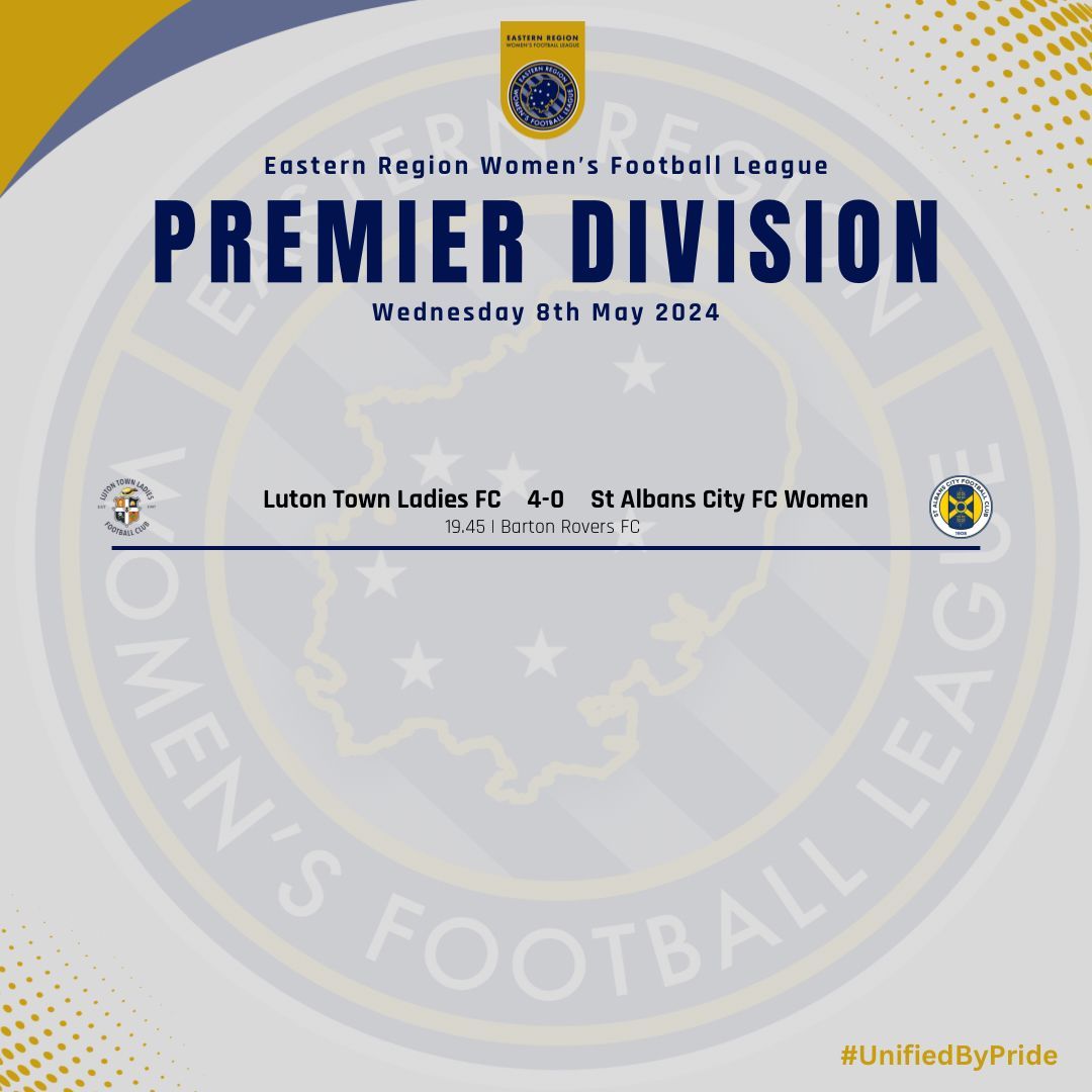 𝐑𝐄𝐒𝐔𝐋𝐓 | Premier Division Luton Town moved up to 3rd in the table as they defeated St Albans City and continued their fine recent form with 5 victories in their last 6 games! #UnifiedByPride