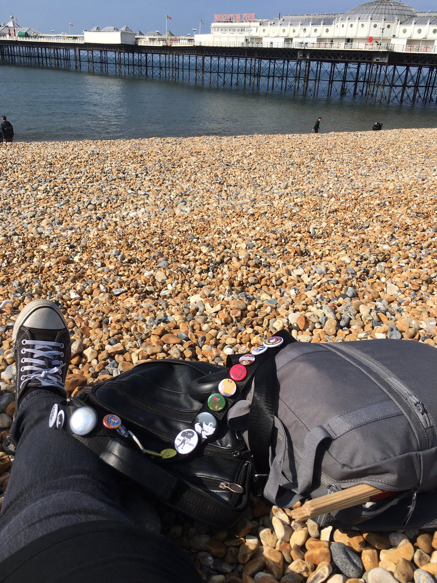 On the beach. The beauty of going to away gigs. Two hours to win prizes from the 2p-2p machines before I catch my bus to London for the Michael Head And The Red Elastic Band gig at EartH tonight. WOOHOO!!! ❤️❤️❤️❤️❤️