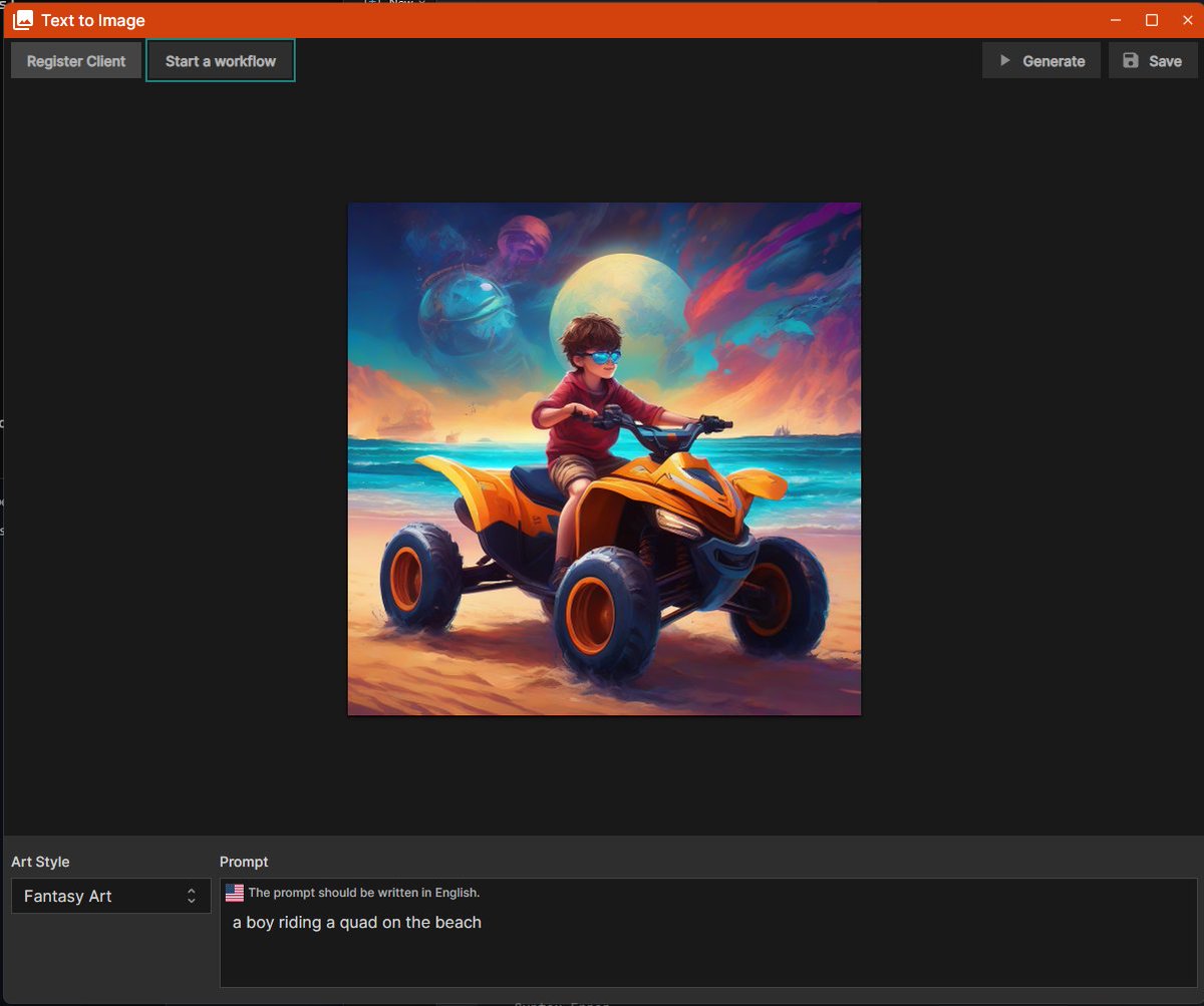 NERDDISCO's tweet photo. WIP: The "image creator" #AI app in #Captain is now using #ComfyUI with #SDXL to generate images. https://t.co/81CNiWlalx