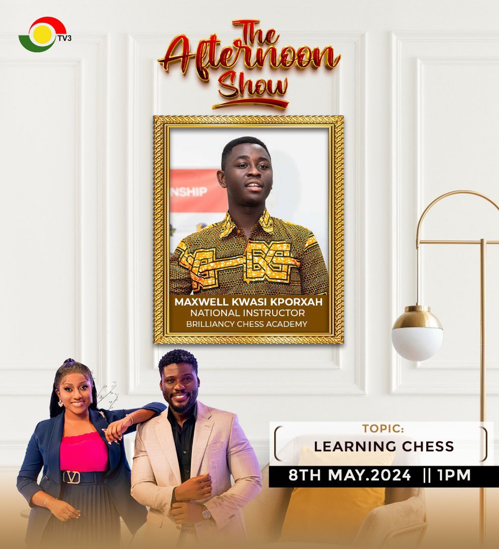 Guess who was on #TheAfternoonShow on @tv3_ghana yesterday introducing @Anita__Akuffo , @godwinnamboh and their many lovely viewers to the Game of Chess!!