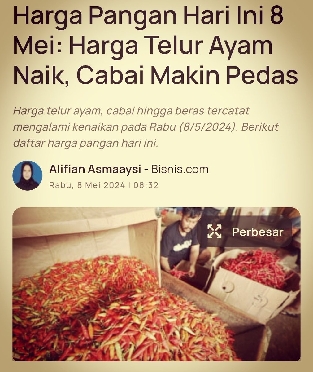 Soal pertumbuhan harga yang lain masuk jurang, Kita terbang ekonomi.bisnis.com/read/20240508/…