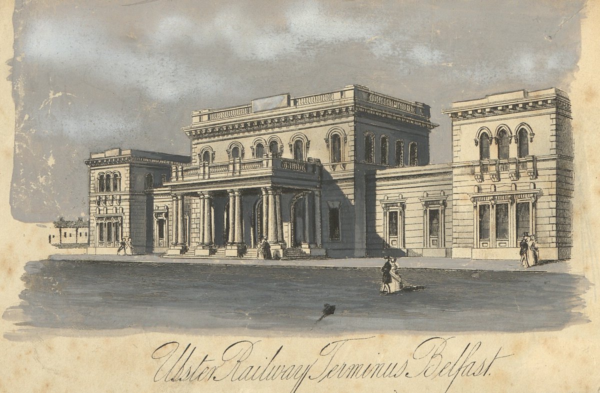 After 184 years in operation, Belfast’s Great Victoria Street Station will permanently close later today! This engraving (PRONI ref D2095/3) dates from around when the station was first opened, Belfast’s only railway station at the time. 🚆✨ @Translink_NI