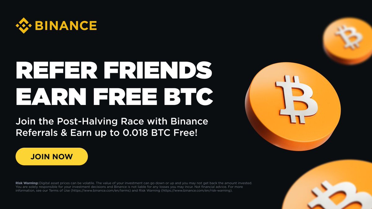 binance's tweet image. Refer your friends, get free #BTC 🤝
Invite your friends to #Binance and get up to 0.018 $BTC!
Get started ➡️ binance.com/en/activity/re…
