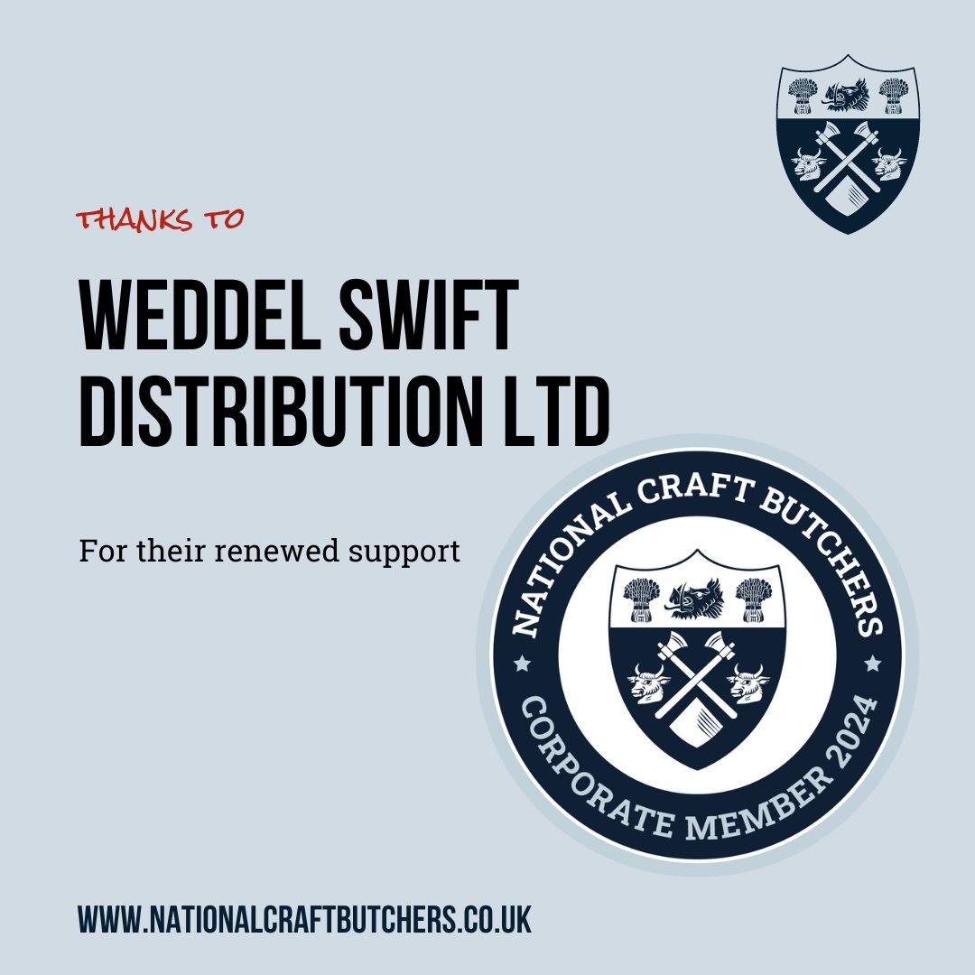 Giving 🙌 to Weddel Swift Distribution Ltd for their continued support for the coming year. It's been a pleasure working with you and we can't wait to see what the future holds. #NationalCraftButchers #NCB #CraftButchers #butchers #membership #CorporateMember #Supplier