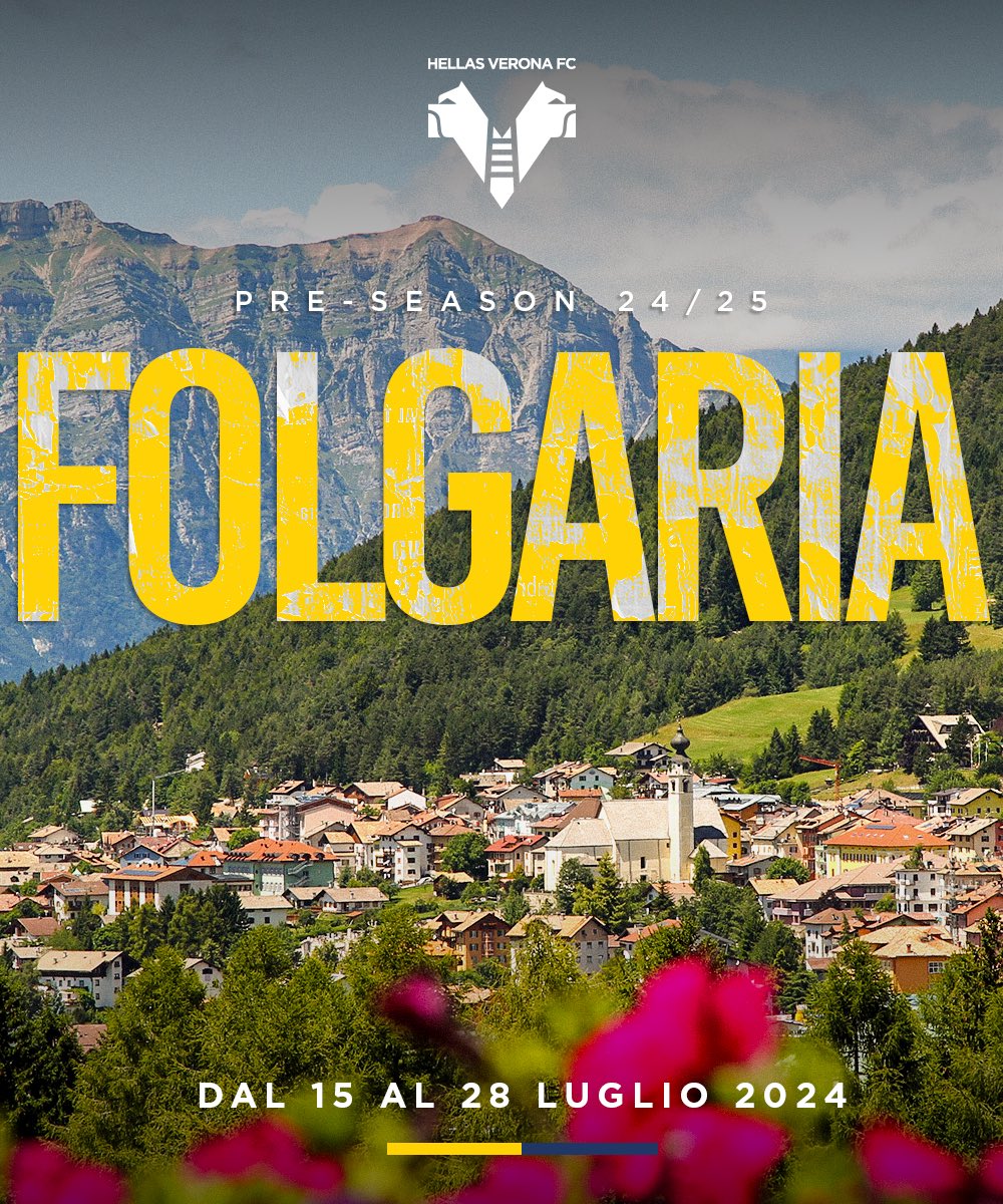 In Trentino, a un’ora da Verona, l’Hellas preparerà la prossima stagione dal 15 al 28 luglio ⛰️🟡🔵 #Folgaria2024, non vediamo l’ora! #HVFC