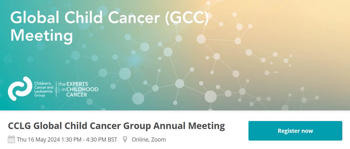 📢 1 WEEK TO GO Join the Children’s Cancer and Leukaemia Group (CCLG) for the upcoming Annual CCLG Global Child Cancer Online Meeting. 📆 May 16, 2024 🕚 1:30 – 4:30 pm ✍️ loom.ly/dy-oZl0