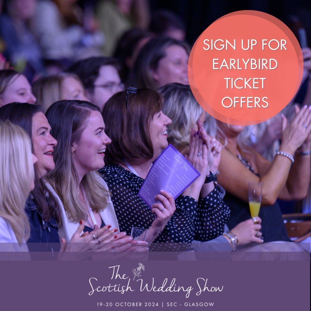 Calling all brides and grooms-to-be! 🎉 

Mark your calendars because tickets for The Scottish Wedding Show go on sale on Thursday 16th of May.

Sign up to our newsletter and receive our exclusive ticket offers & stay updated on all things wedding bliss - buff.ly/3WmliMf