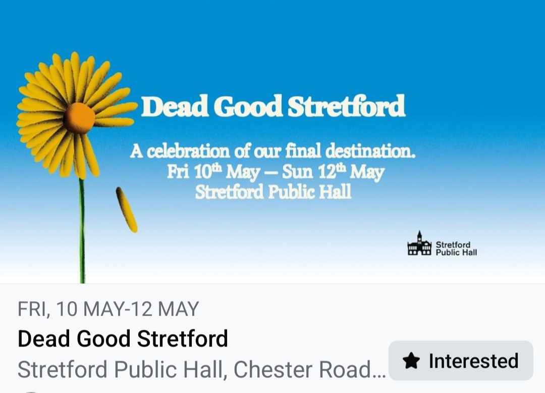 St Matthew's church and the Methodist Church will be at this event on Saturday 12-3 as part of Death Awareness Week. There is a lot of fear and apprehension around death and dying. The Dead Good Fair will be an opportunity to ask questions. Come along!