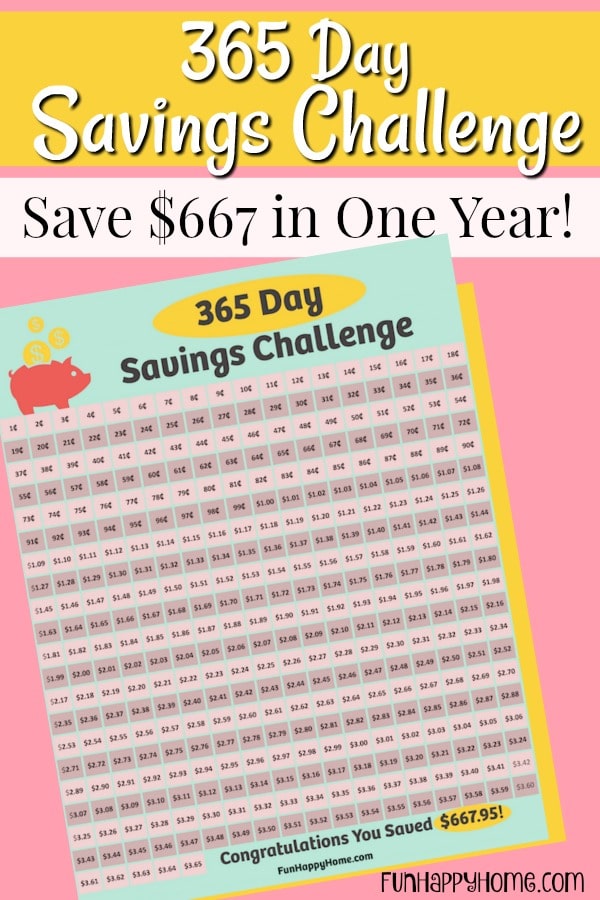 Save $667 in 1 year with this penny saving challenge!  Grab your free printable now!  #printables  #savingmoney funhappyhome.com/365-day-penny-… #savingmoney #personalfinance #money #saving