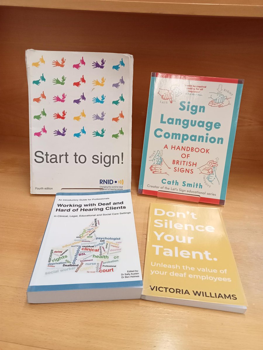 It's #DeafAwarenessWeek! Check out these books at @BHFT library which can help you learn to sign, support your deaf employees and patients, and broaden your knowledge. Contact the library to borrow these books: orlo.uk/4MWsc