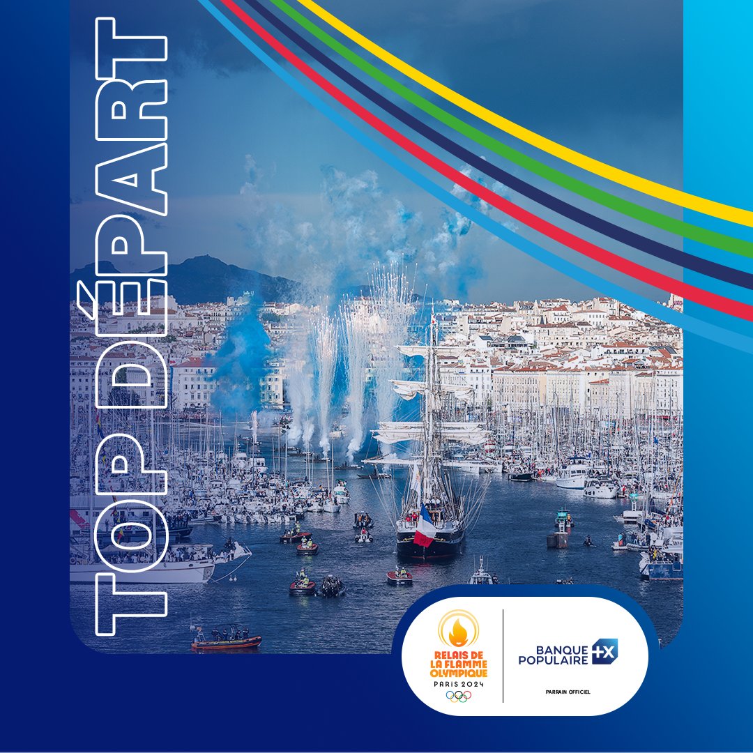 La Flamme Olympique de @Paris2024 est arrivée à bon port hier et illumine déjà la France ! Le début du Relais commence aujourd’hui à Marseille avec un passage dans la Marina Olympique ! Le 7 juin prochain, rendez-vous à Brest pour la retrouver à bord du Maxi Banque Populaire XI