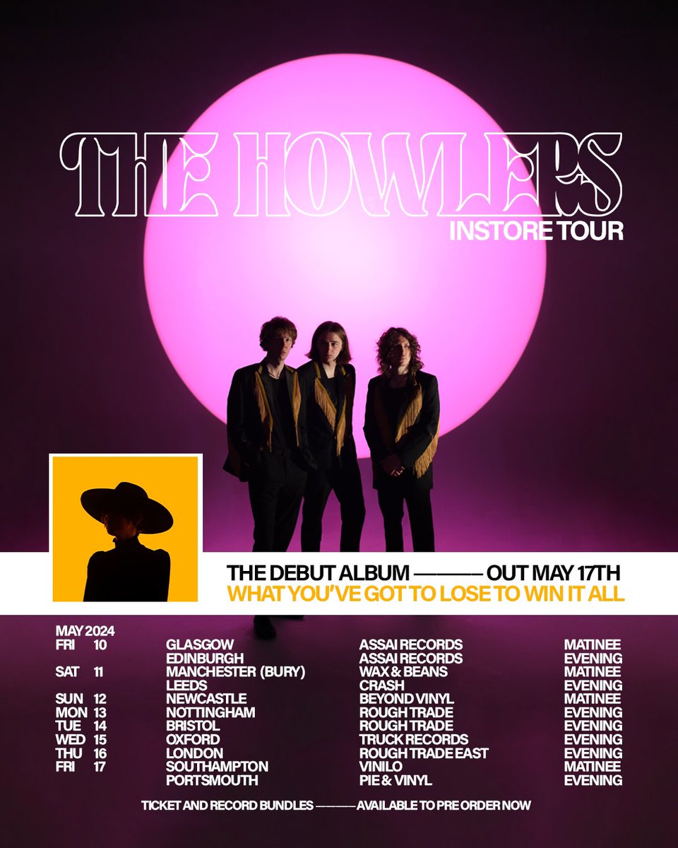 With our debut album out in 1 week, we hit the road for our Instore tour playing far and wide, if you haven’t got yourself a copy of our album yet , pick up one now and grab your free ticket to catch us this week, every sale helps us chart! linktr.ee/thehowlersuk