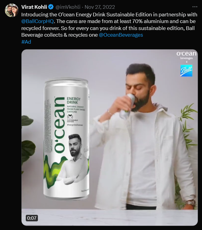 Virat Kohli Selfishness & Insecurity. A Thread 🧵 1. Virat Kohli drinks mineral water but on Nov 24 2022, he uploaded a story showing MSD on Rs 20 water bottle. Four days later he launched his own water brand, & everyone got to know that he did all this just to get attention 😭