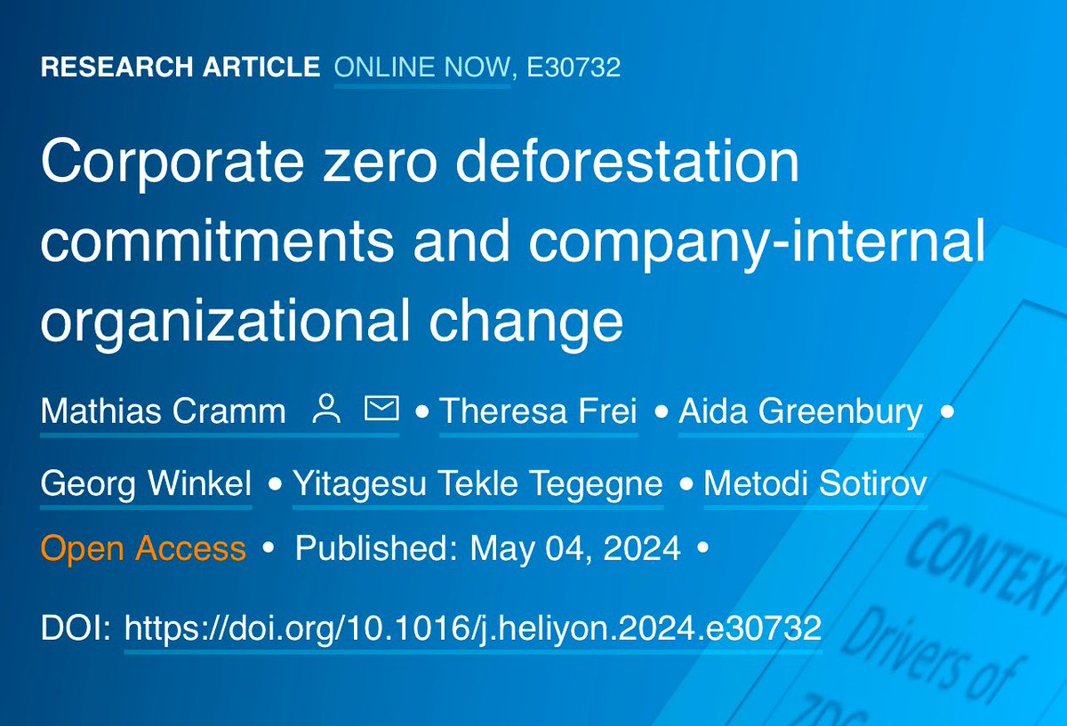 “Diverse drivers have triggered companies to adopt Zero Deforestation Commitments (ZDCs), but most are external drivers. Organizational change following ZDCs has taken place within companies but only to a limited extent.” It was a pleasure to support the team to co-author this