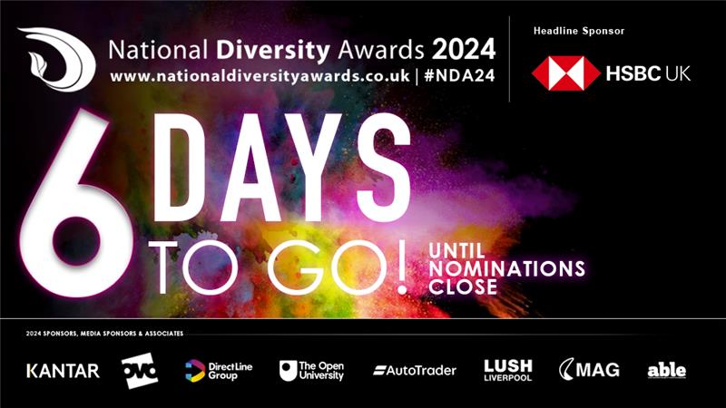 Just 6 days left until nominations close for the #NDA24 🎉 Time is running out to recognise those who make diversity their mission and inclusion their passion. Your nominations can make a difference! nationaldiversityawards.co.uk/awards-2024/no… #CelebratingDiversity #NationalDiversityAwards