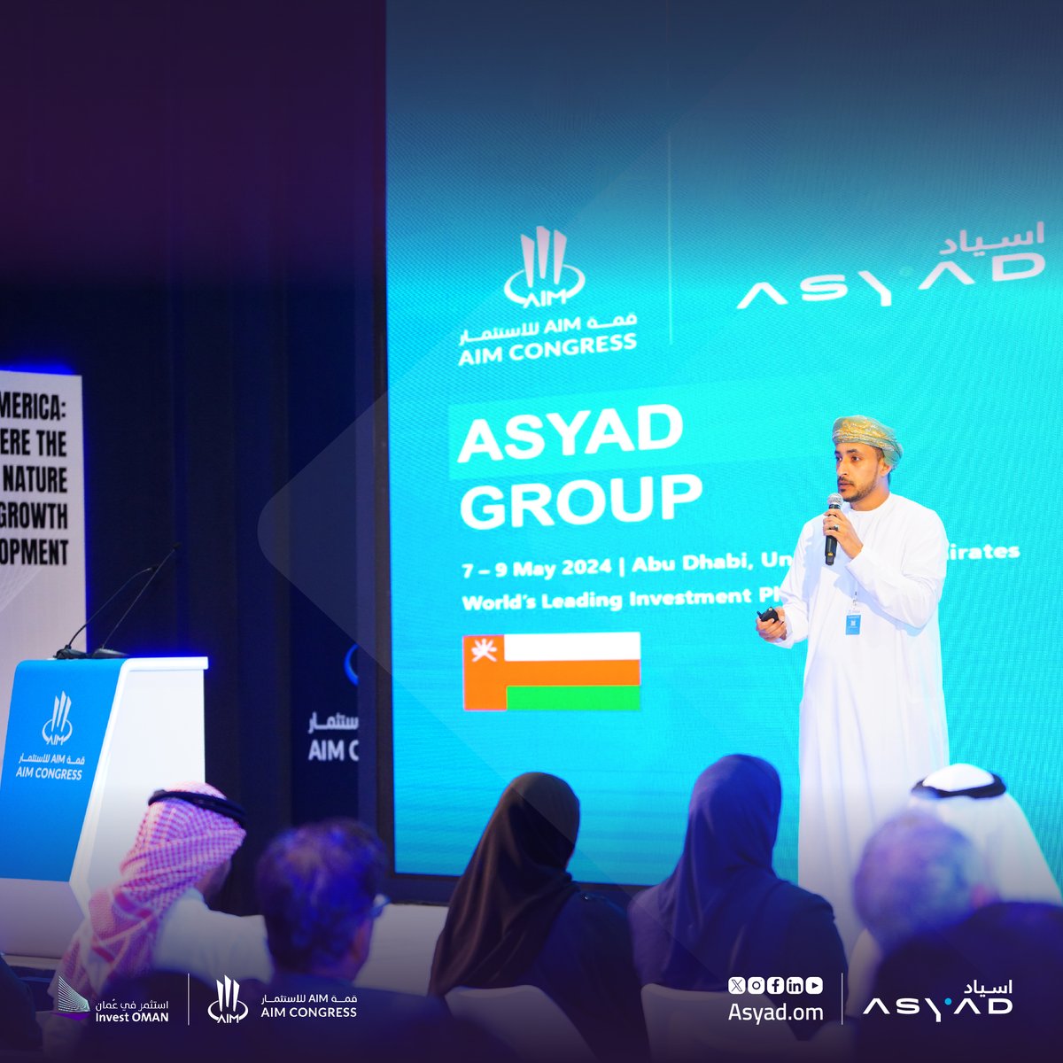 AsyadGroupOman's tweet photo. #ASYADGroup joins the Ministry of Commerce, Industry & Investment Promotion at @AIM_Congress  2024 to showcase the strategic advantages, unrivalled incentives and unique business environment that successfully attracted global investors and aspiring companies to #Oman.

Read more about our participation:
https://t.co/yhdQ2csvY1

 ⁦#AIMCongress⁩ ⁦#AIMCongress2024 #InvestOMAN
