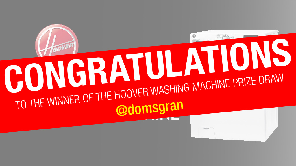 Our Hoover Washing Machine prize draw has now ended! Congratulations to our winner domsgran on Instagram🎉🎁 Thank you to everyone who participated!