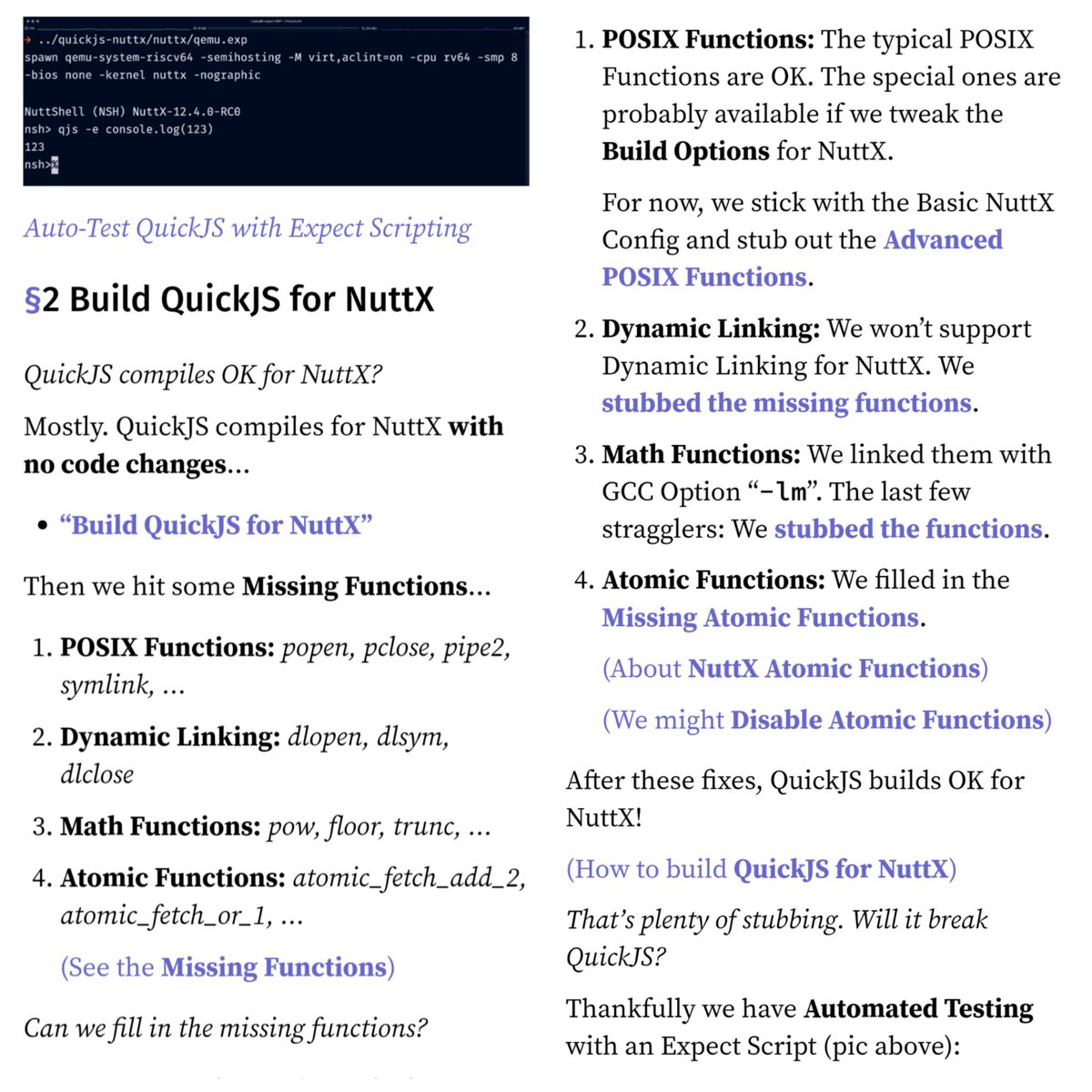 MisterTechBlog's tweet image. How we compile #QuickJS JavaScript Engine for Apache #NuttX RTOS
Article: lupyuen.codeberg.page/articles/quick…