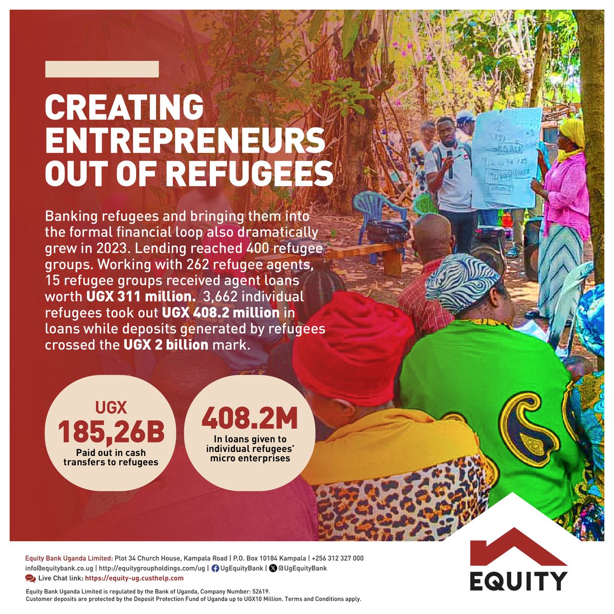 Proud to share that in 2023, we empowered refugees to become the entrepreneurs of tomorrow! At Equity Bank, we stand in solidarity with displaced communities, giving free financial education, unsecured loans, and vital access to key financial services. #EmpowerRefugees…
