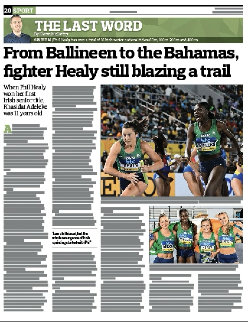 In this week's Last Word column we highlight the impact @philhealy2 has had on Irish women's sprinting for the past decade. When Phil won her first senior national title in 2014, Rhasidat Adeleke was just 11 years old! 📱 Digital: subscribe.southernstar.ie/plans