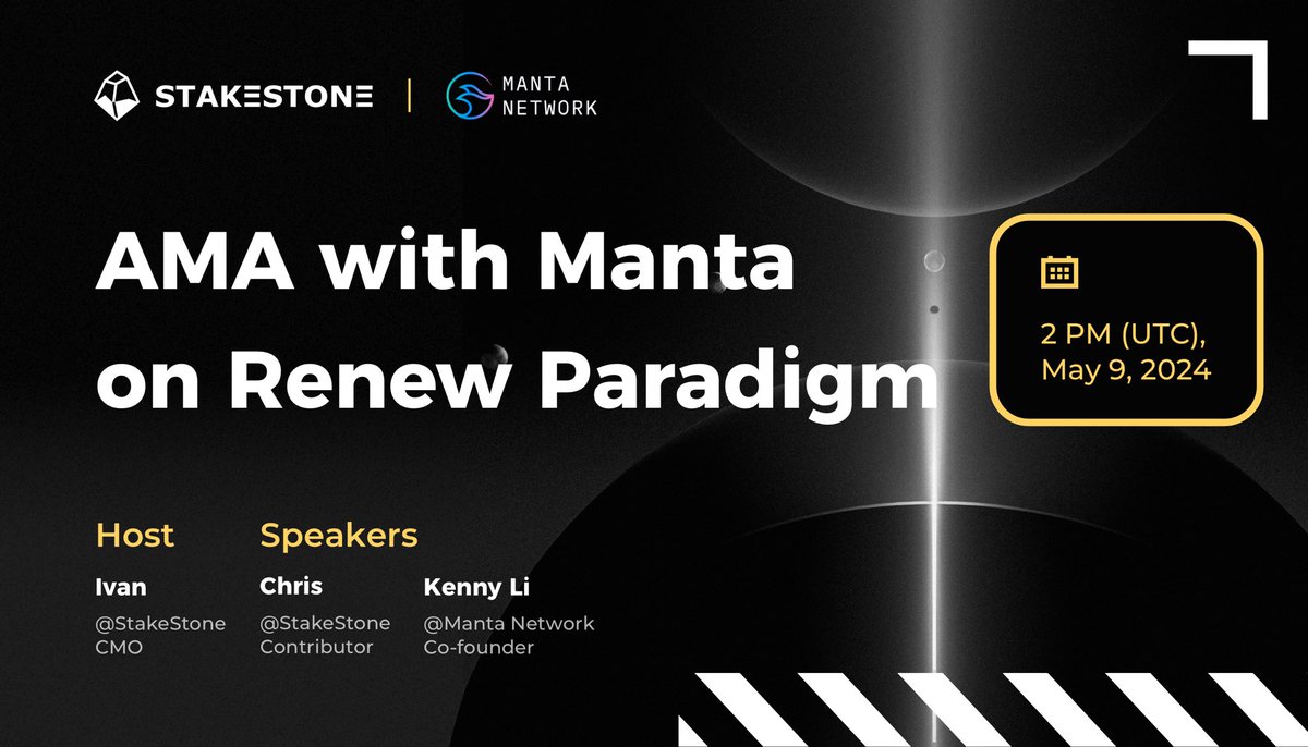 Theme: AMA with Manta on Renew Paradigm ⏰: 2 PM (UTC), May 9, 2024 🔗: x.com/i/spaces/1nake…