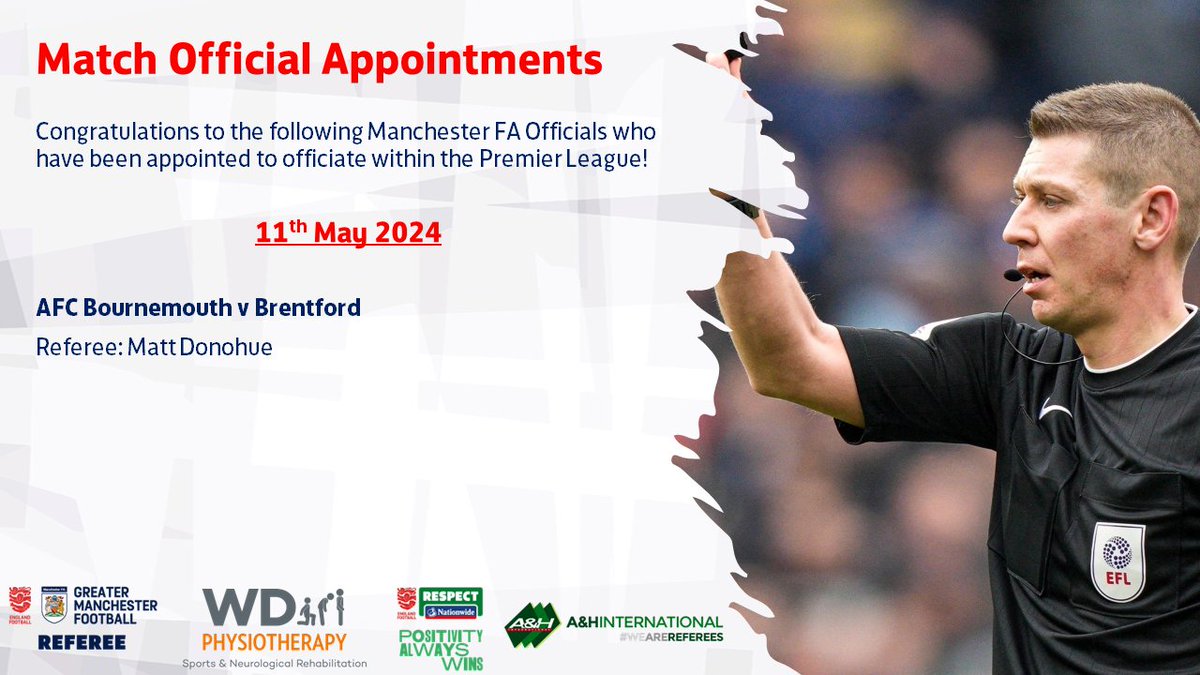 REFEREE APPOINTMENTS | ⚽ Congratulations to the following Manchester FA Match Officials who have been appointed to prestigious appointments to recognise their fantastic performances this season!