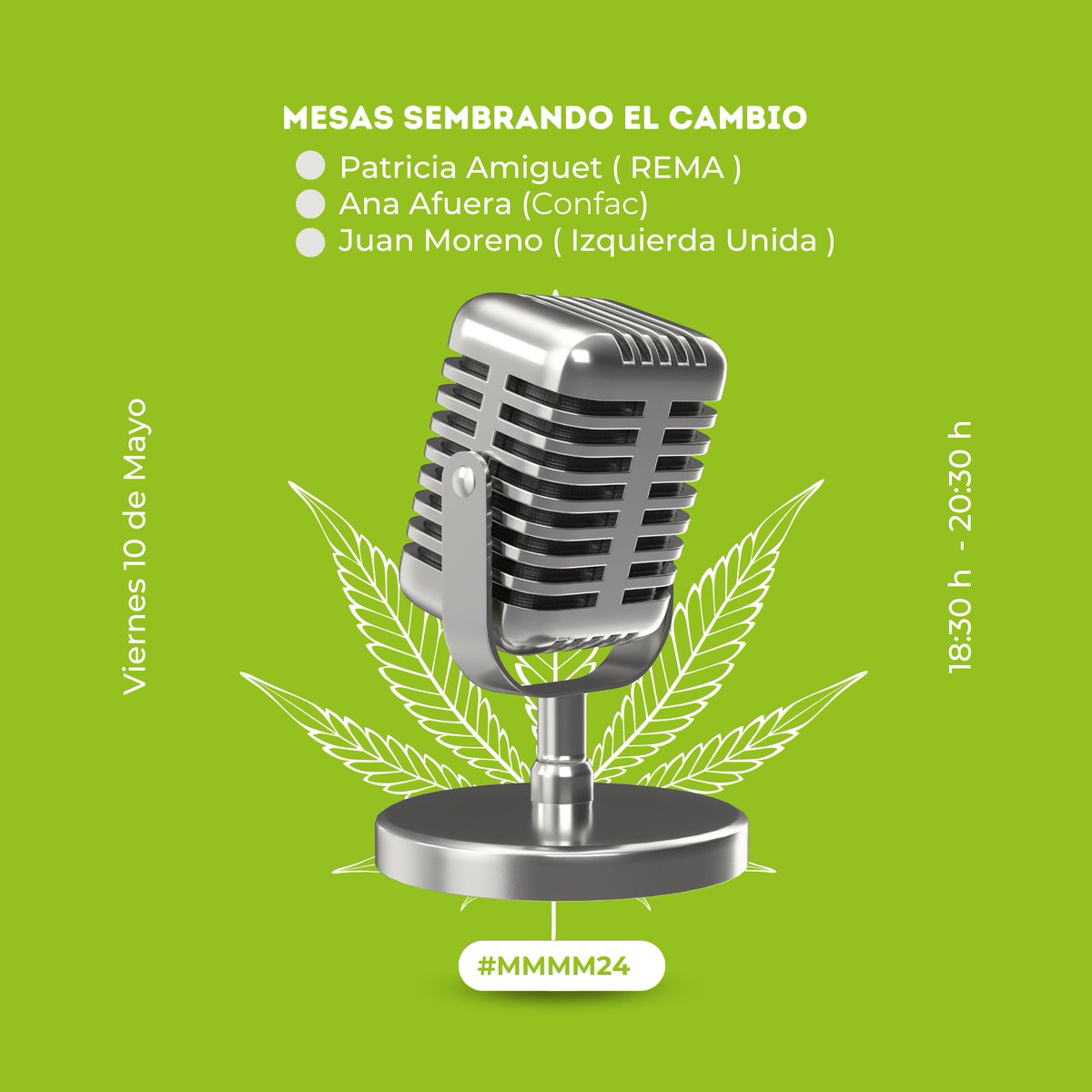 Mesa Sembrando el Cambio : "los retos en la política española frente al impacto de la regulación del cannabis en Alemania"  Participan: 
-Patricia Amiguet (<a href="/Org_REMA/">REMA - Feministas Antiprohibicionistas</a>)  
-Ana Afuera ( ConFAC )
-Juan Moreno ( <a href="/IzquierdaUnida/">Izquierda Unida🔻🇵🇸</a> )  

Viernes 10 de Mayo a las 18:30 horas en <a href="/AmecMadrid/">Amec Asociación</a>