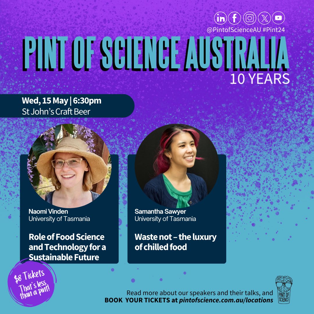 Hey #Launceston friends! It's time to treat yourself to a night of science fun and fascination. 🧬✨

The @pintofscienceAU 2024 (#PintAU24) festival is just around the corner (13 - 15 May).

Tickets less than the price of a pint ($8!). Book now: pintofscience.com.au/events/launces… 🔗