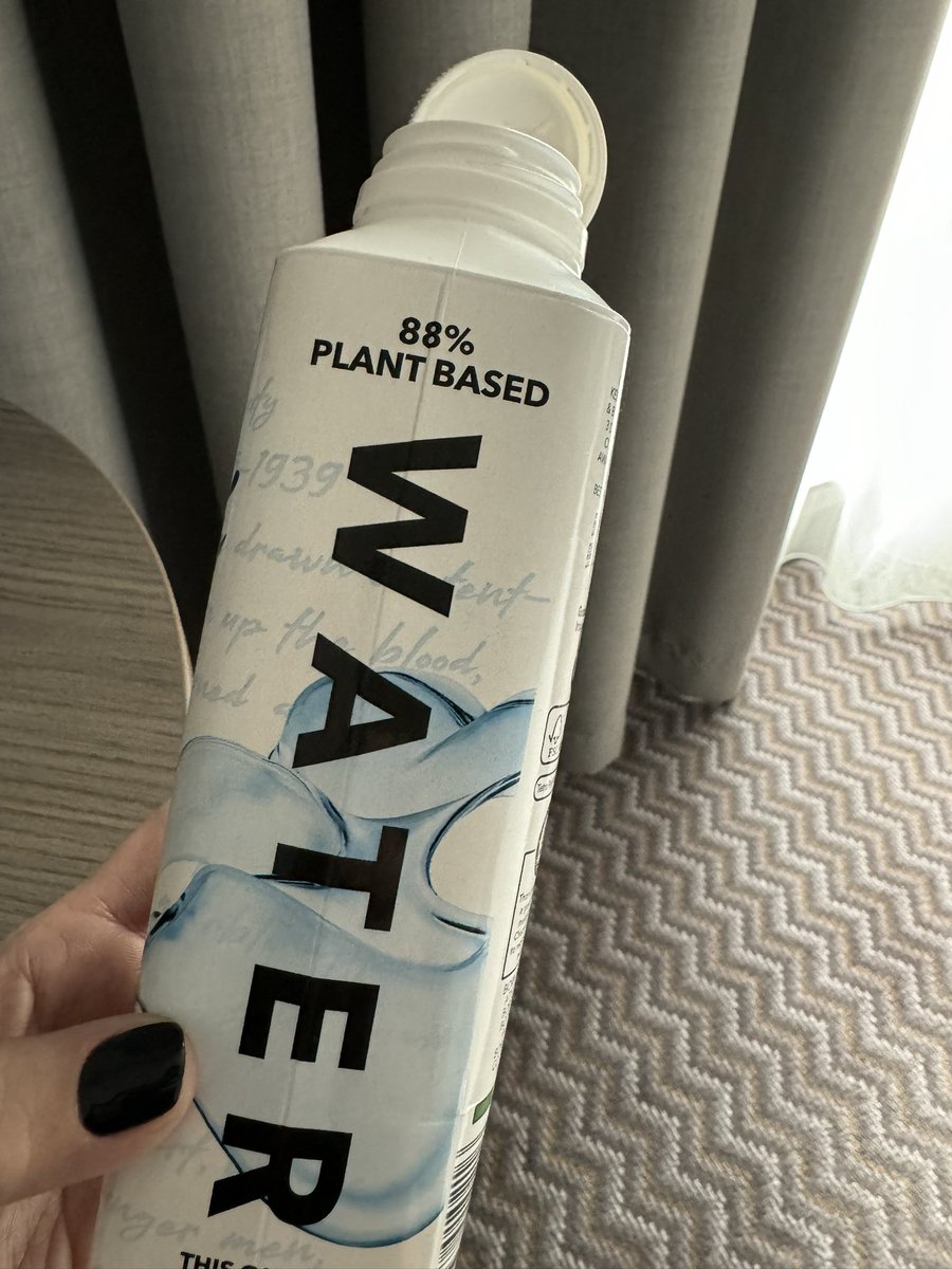 The water in my hotel room is… 88% plant based? This raises far more questions than it answers, frankly.