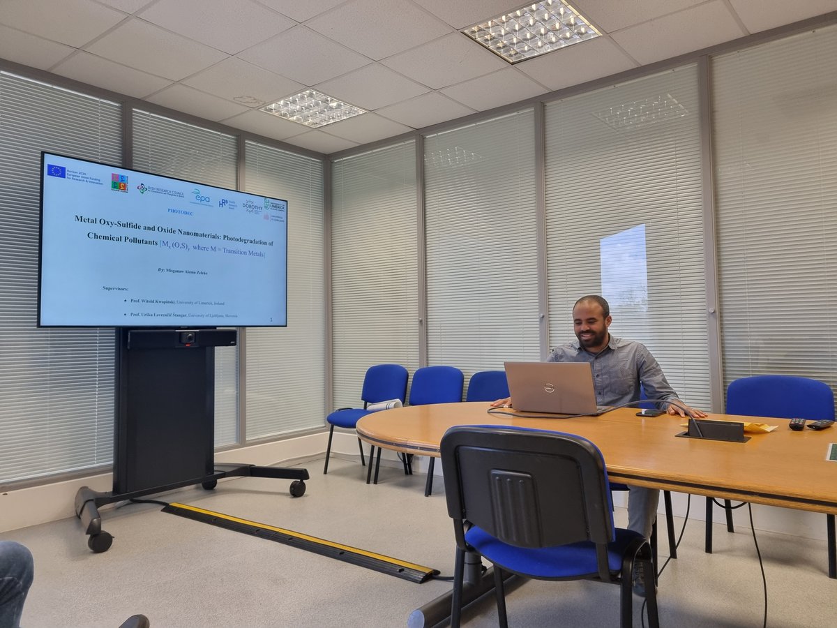 The Department of Chemical Sciences at the University of Limerick has invited Dr. Misganaw Zeleke, MSCA DOROTHY fellow, to present his project on photodegradation of chemical pollutants: dorothy.ie/2024/05/08/met… @IrishResearch @EPAIreland @EPAResearchNews @hrbireland @MSCActions