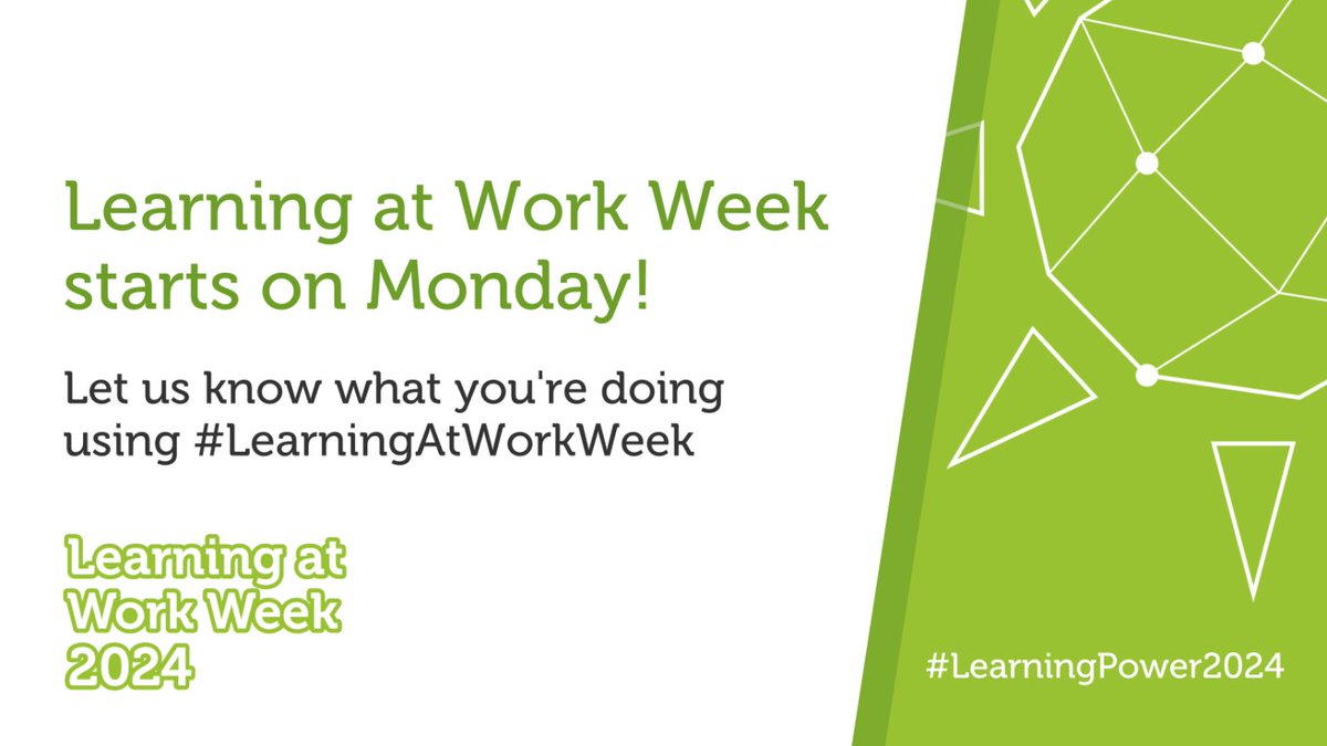 #LearningAtWorkWeek starts on 13 May - there's still time to get involved! 

Visit our planning page for guides, ideas, tips and examples of how to run a brilliant week of learning: bit.ly/3vOLcNG