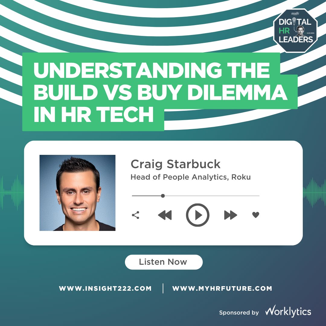 Our newest episode of the #DigitalHRLeaders #podcast: 'Understanding the Build vs Buy Dilemma in HR Tech' features Craig Starbuck. Listen to the full episode now! myhrfuture.com/digital-hr-lea…… @Worklytics @david_green_uk