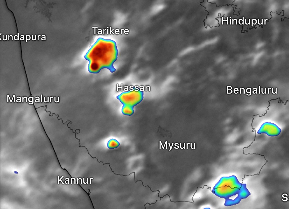 Thunderstorm activity continues in parts of Chikkamagaluru , Kodagu , Hassan , Ramanagara & Chamarajanagara ⚡️⛈️⛈️
#KarnatakaRains