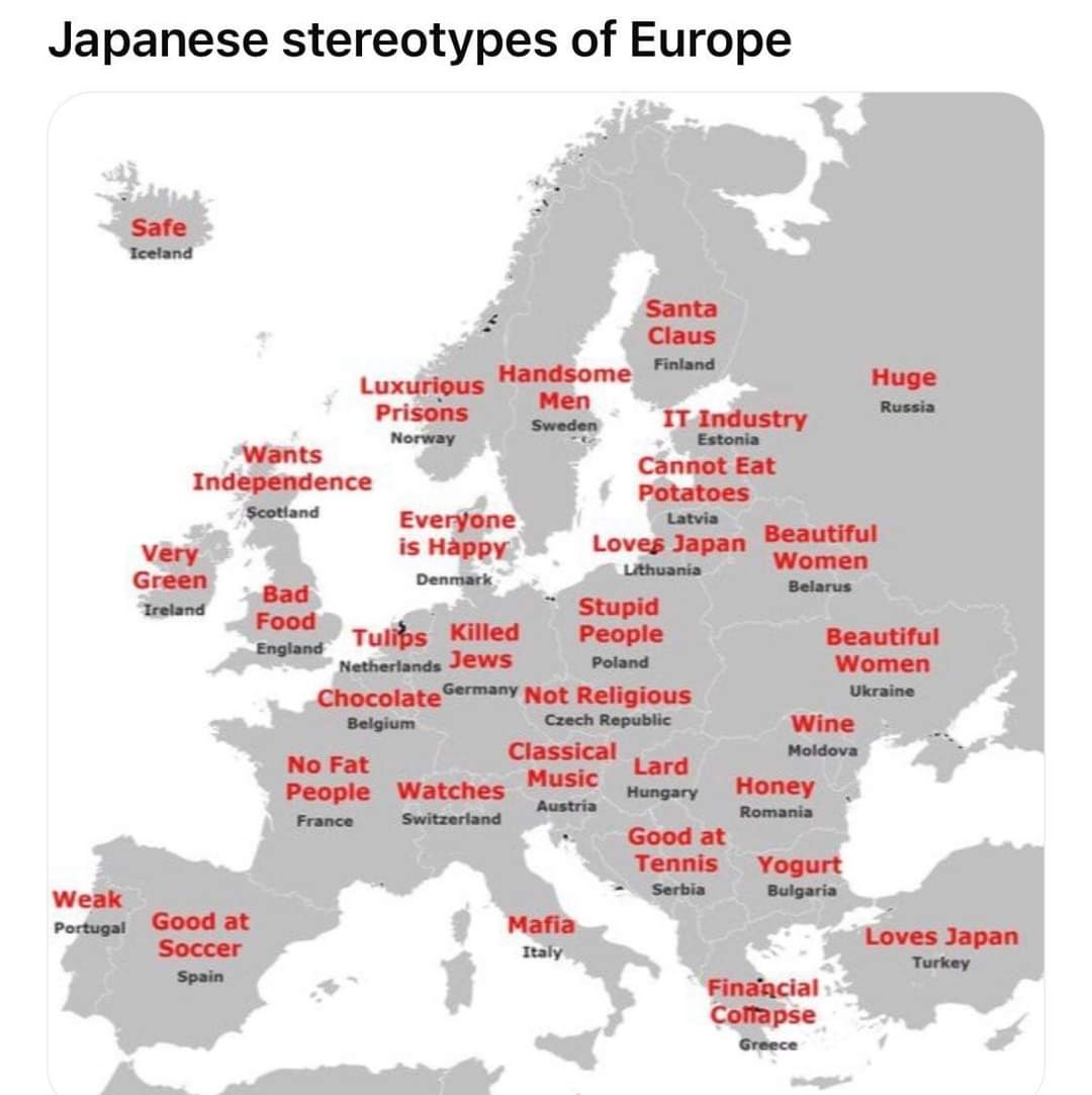 Japanese stereotype map of Europe