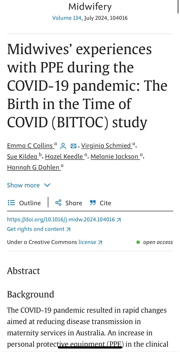 We have had another Birth in the Time of COVID-19 #BITTOC paper published on midwives’ experiences of using PPE during the pandemic. Well done Emma Collins Hill on leading this paper 👏🏽👏🏽👏🏽😊 #Covid_19 #Covid url.au.m.mimecastprotect.com/s/UTL7CE8wnyCx…