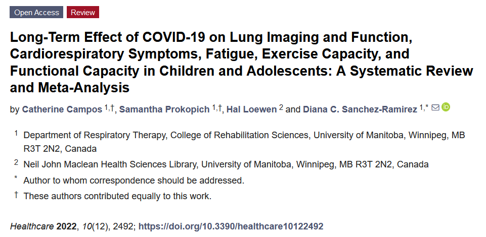 ☀️#HotPaper #mdpihealthcare✔️ 'Long-Term Effect of COVID-19 on Lung Imaging and Function, Cardiorespiratory Symptoms, Fatigue, Exercise Capacity, and Functional Capacity in Children and Adolescents: A Systematic Review and Meta-Analysis' 📌Free Access: mdpi.com/2227-9032/10/1…