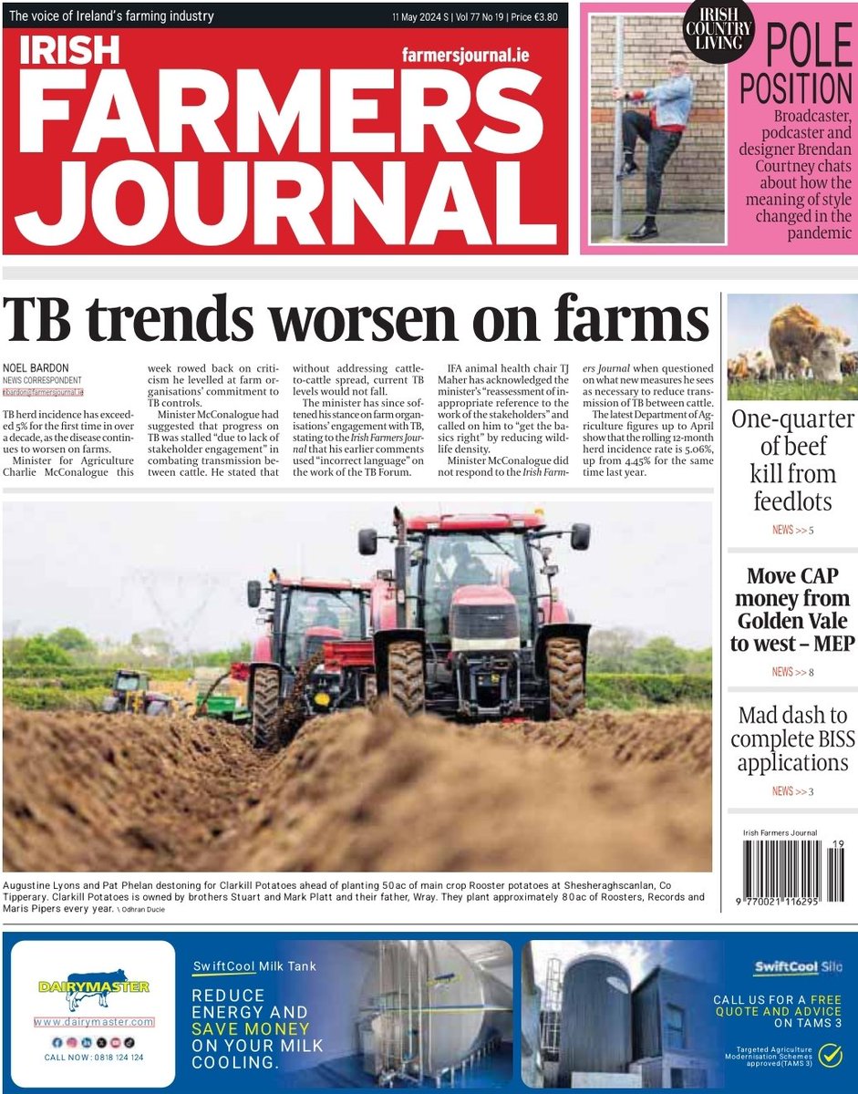 Thanks to @farmersjournal @IFJ_picturedesk for this weeks #frontpage photo. Clarkill Farming preparing to sow potatoes at Borrisokane, Co. Tipperary #capturinghistory #agriculture @PressPhoto_IRL